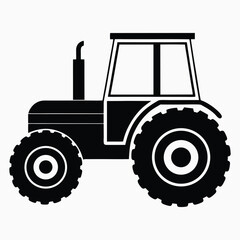 tractor silhouette vector illustration, Tractor icon, Vector art, white background.