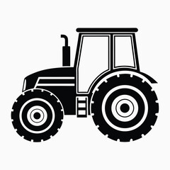 tractor silhouette vector illustration, Tractor icon, Vector art, white background.