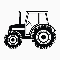 tractor silhouette vector illustration, Tractor icon, Vector art, white background.