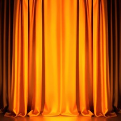 Fototapeta premium Light brown orange gold yellow silk satin. Color gradient. Golden luxury elegant abstract background. Shiny, shimmer. Curtain. Drapery. Fabric, cloth texture. Web banner. Wide. Panoramic.