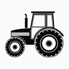 tractor silhouette vector illustration, Tractor icon, Vector art, white background.