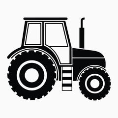 tractor silhouette vector illustration, Tractor icon, Vector art, white background.
