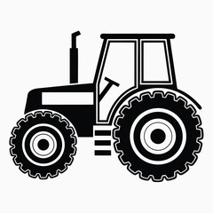 tractor silhouette vector illustration, Tractor icon, Vector art, white background.