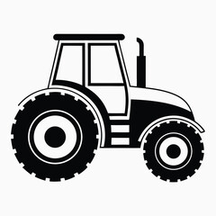 tractor silhouette vector illustration, Tractor icon, Vector art, white background.