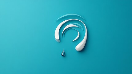 Abstract 3D Render of Water Droplet Formation on Teal Background AI Generated