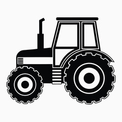 tractor silhouette vector illustration, Tractor icon, Vector art, white background.