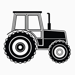 tractor silhouette vector illustration, Tractor icon, Vector art, white background.