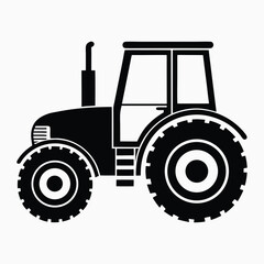 tractor silhouette vector illustration, Tractor icon, Vector art, white background.