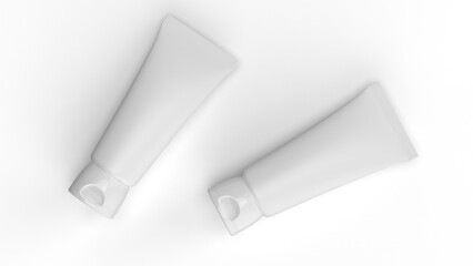 Two White Cosmetic Tubes on White Background