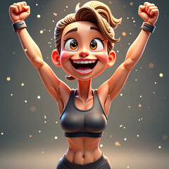 a female fitness athlete celebrating after a workout
