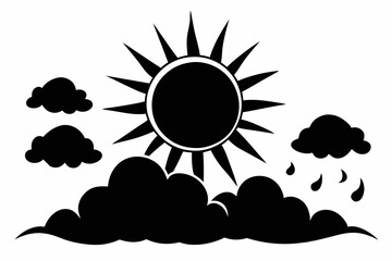 the sky and sun silhouette black vector