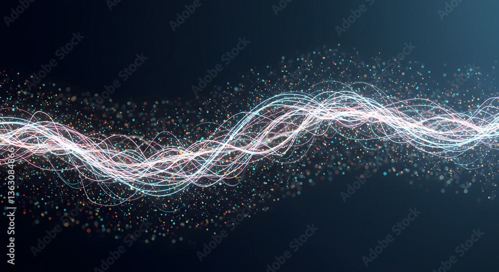 Aufkleber dynamic digital symphony: an abstract representation of flowing energy, composed of shimmering parti