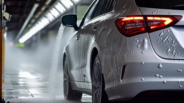 car at a car wash, service station, transport, foam, water, clean, headlights, maintenance, care, bumper, wheels, driving, cleanliness