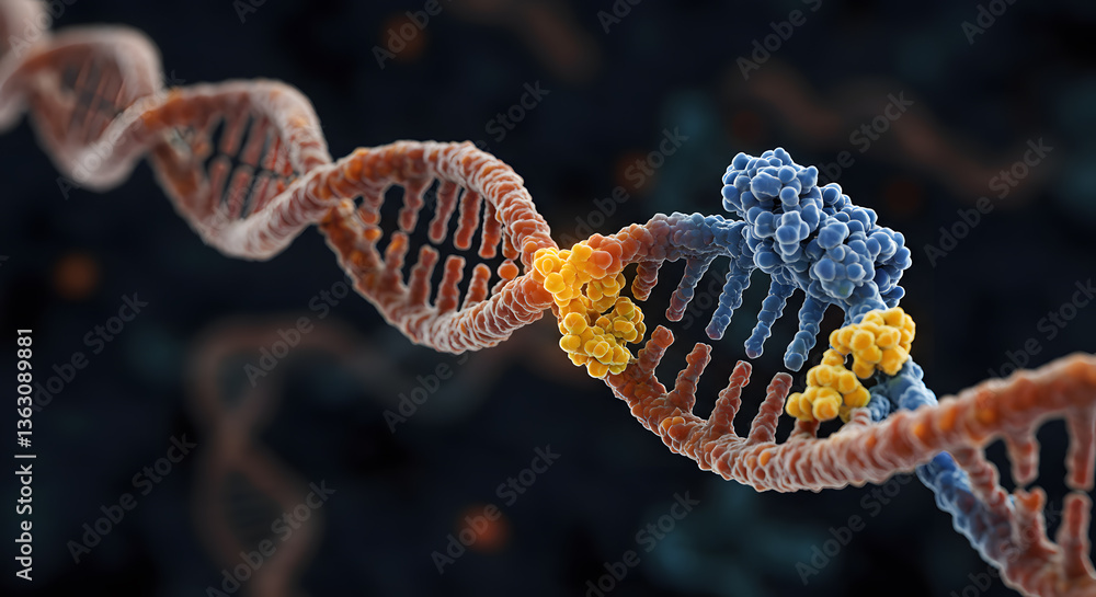 Poster decoding life: a close-up view of a dna double helix showcases the beauty and complexity of genetic 