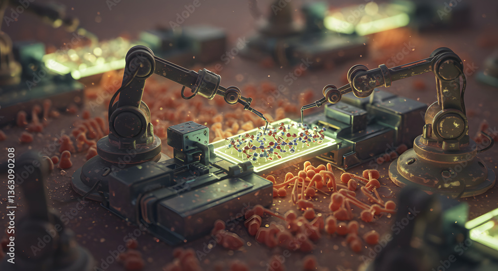 Poster robotics and production line: explore the mesmerizing world of robotics and precision manufacturing,