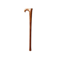Front view walking cane or wooden walking stick isolated on white background.