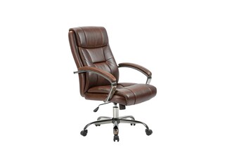 Fototapeta premium Luxury brown leather manager office chair isolated on white background.
