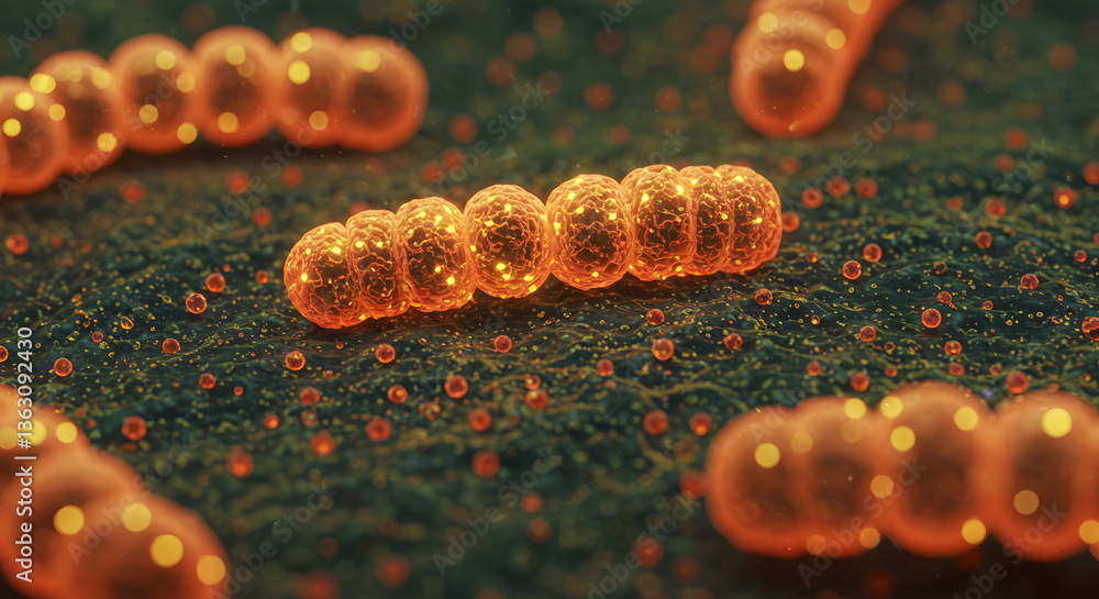 Poster microscopic marvel: a captivating view of streptococcus bacteria in a high-resolution visual explora