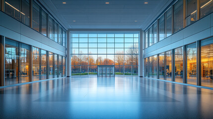 Obraz premium A hospital building with large glass windows, allowing natural light to flood the interior spaces