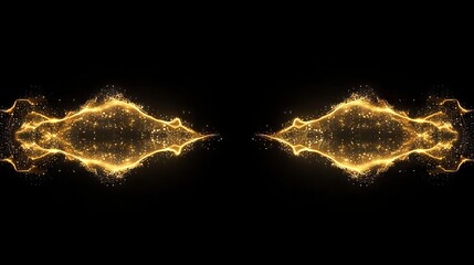 Stylish golden loops and particles on a luxurious black abstract motion backdrop