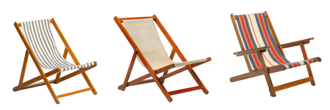 Stylish Beach Chairs for Relaxation and Outdoor Comfort Seating Isolated on a Transparent Background