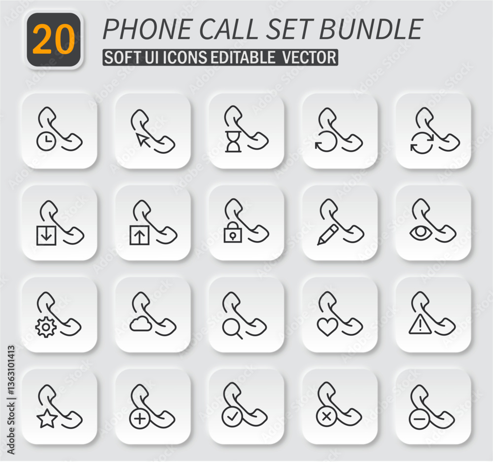 Poster phone communication icon set bundle for interface design and development purposes