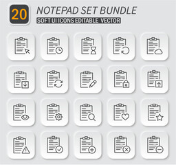 Modern Soft UI Clipboard Icons Set for Task Management and Productivity Tools