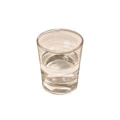 A glass of water drawing in watercolor.