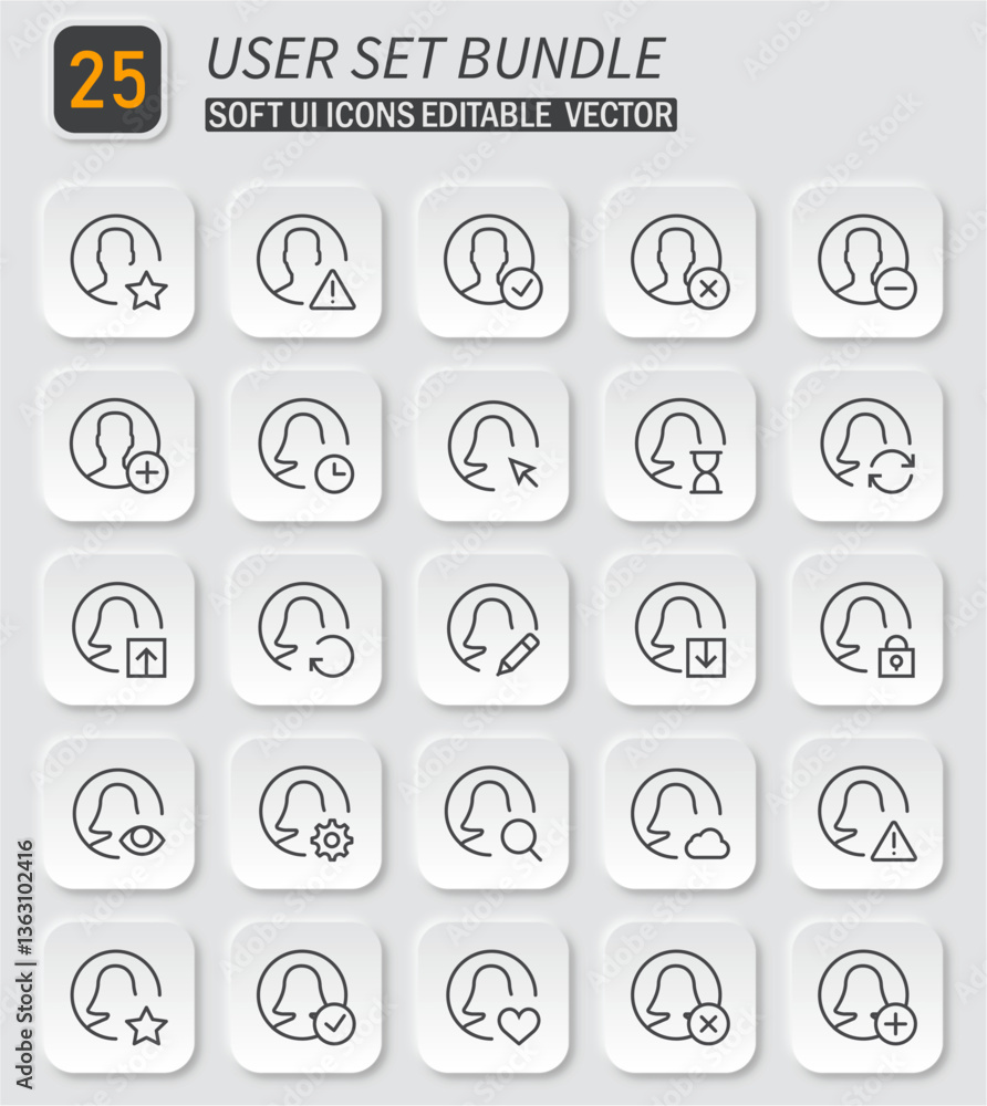 Poster versatile user account interface icon collection for modern digital applications