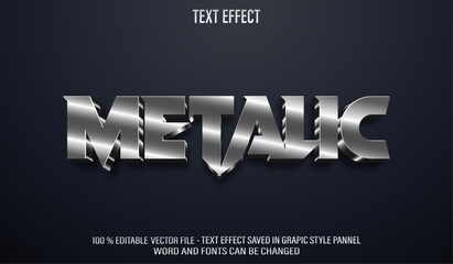 Silver Metalic 3d editable text effect style