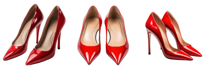 Elegant Red High Heels for Fashion and Formal Occasions Isolated on a Transparent Background