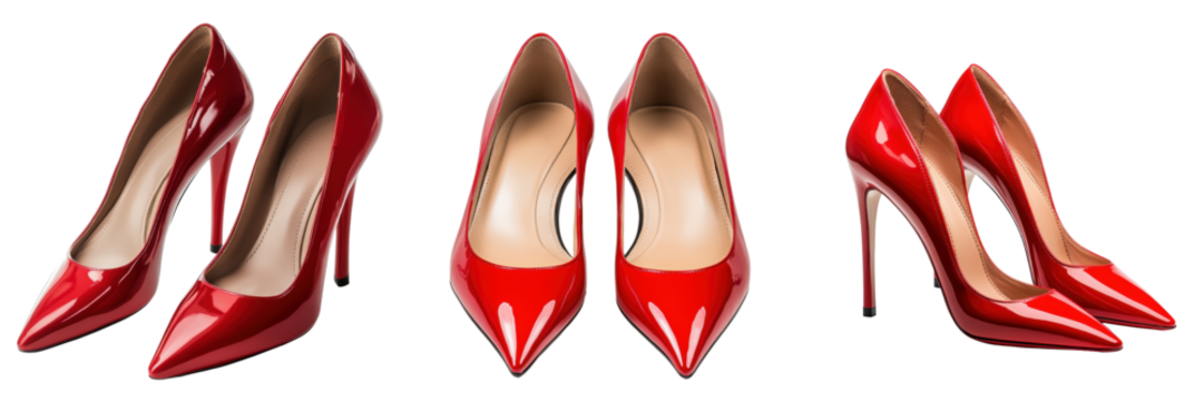 Elegant Red High Heels for Fashion and Formal Occasions Isolated on a Transparent Background - Powered by Adobe