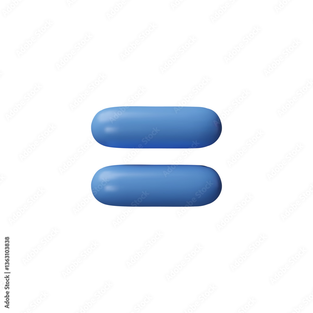 Fototapete 3d vector blue equal sign for equations and calculations. mathematical icon.