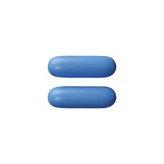 3D vector blue equal sign for equations and calculations. Mathematical icon.