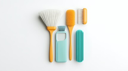 Stylish Cleaning Brushes and Tools: A Flat Lay Product Shot AI Generated