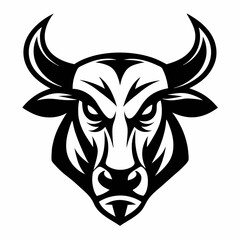 Tribal vector illustration of a bull and cow head in black silhouette style