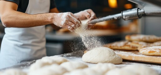 Chef preparing dough for baking or pizza