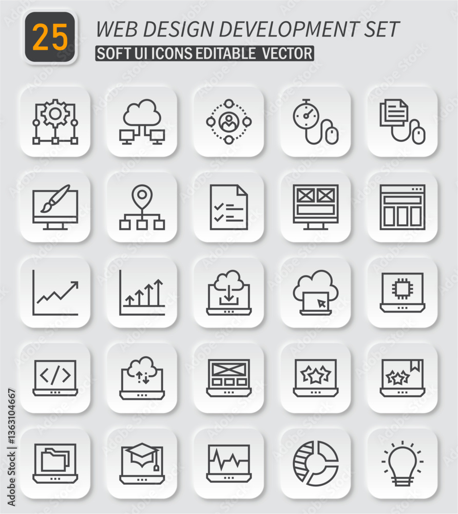 Aufkleber comprehensive web design and development icons pack for creative applications