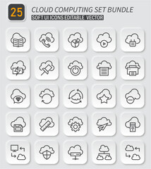 Comprehensive Collection of Cloud Computing Icons for Modern Applications