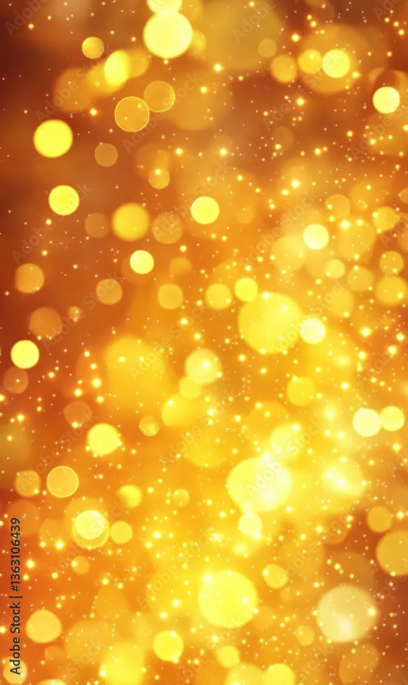 Poster Golden yellow lights creating abstract bokeh background effect