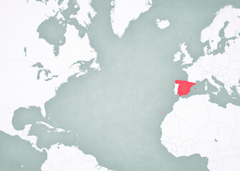 Map of North Atlantic Ocean - Spain