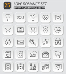 Romantic essence: collection of soft UI vector icons for love and relationships