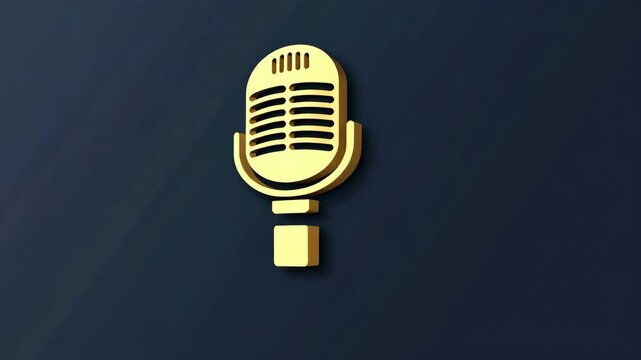 Vintage gold microphone on dark background