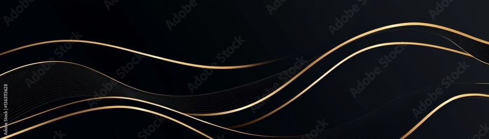 Poster captivating black and gold wave background providing a stylish backdrop for elegant design concepts 