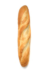 whole baguette on white background