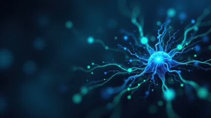 Fototapeta premium Magnesium Glycinate Supplement, Neurons with Dendrites, Neurotransmitters, Brain Health Image