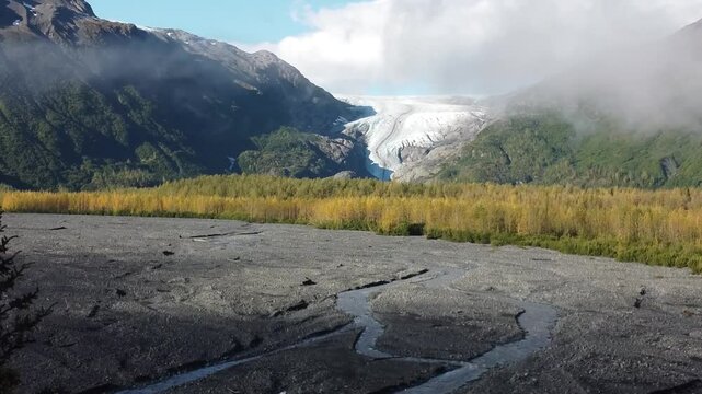 Exit Glacier derived from the Harding Icefield in the Kenai Mountains of Alaska