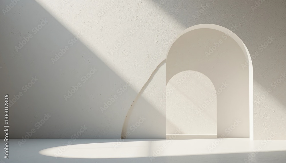 Aufkleber light and shadow interaction minimalist interior still life modern space front view artistic concept