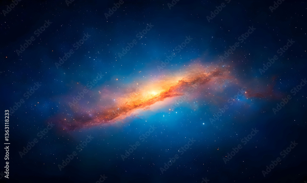 Poster stunning interstellar sequence of colorful galaxies in deep space