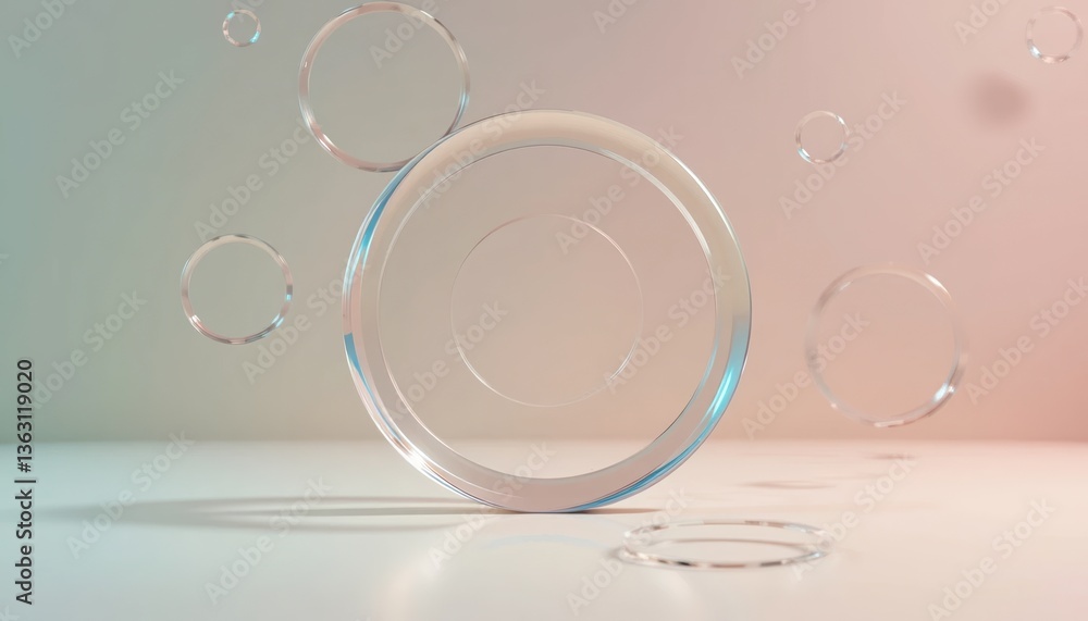 Poster bubbles rising in a calm atmosphere abstract digital art minimalist style soft lighting close-up vie